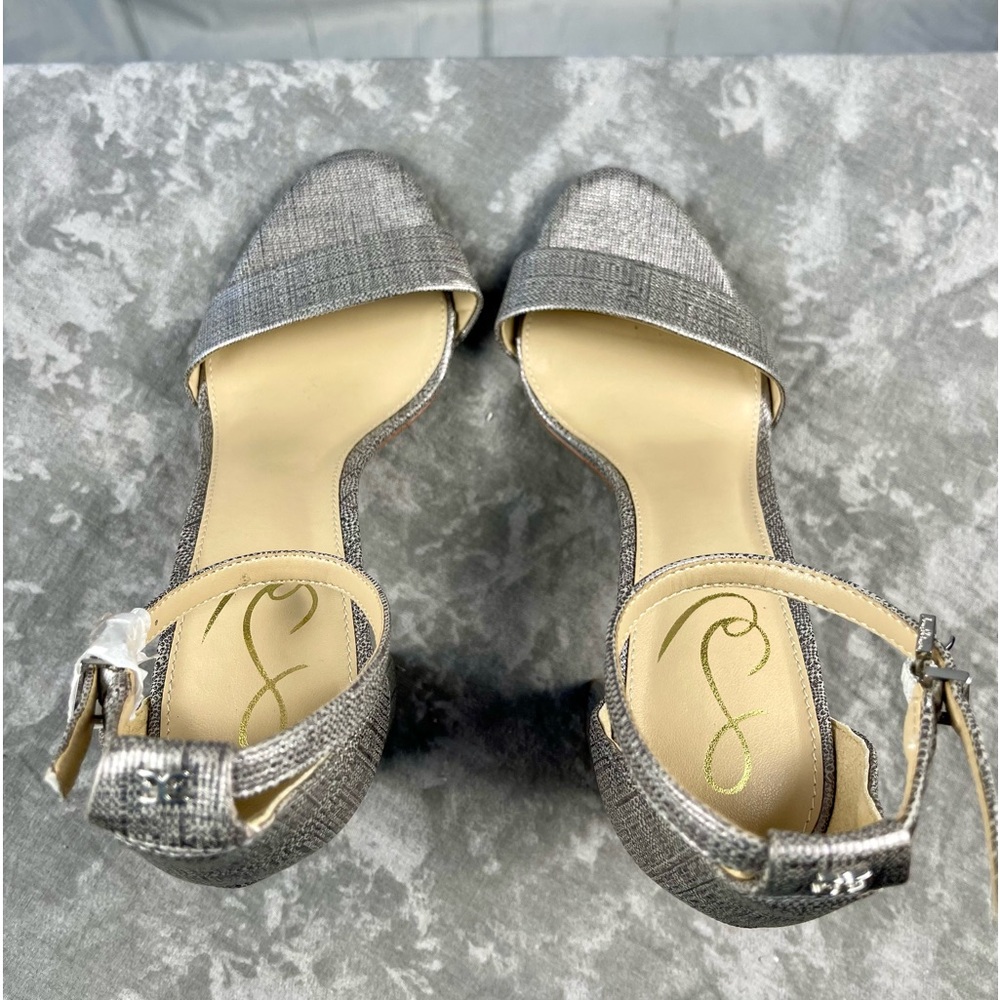 New Sam Edelman Silver Yaro Blocked Heel/ Sandal Size 8.5 - Picture 3 of 11